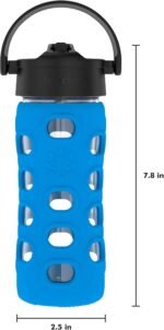 Lifefactory 12-Ounce Glass Water Bottle with Pivot Straw Cap and Protective Silicone Sleeve, Cobalt Blue - Image 4