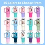 Personalized Gifts for Women - 40oz Customized Initial Floral Tumbler with Name，Monogrammed Flower Cups for Her, Ideal for Birthdays, Mother’s Day, Christmas -Perfect for Office Home Travel,02 - Image 3