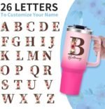 Personalized Gifts for Women - 40oz Customized Initial Floral Tumbler with Name，Monogrammed Flower Cups for Her, Ideal for Birthdays, Mother’s Day, Christmas -Perfect for Office Home Travel,02 - Image 4