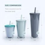 Maars Classic Acrylic Tumbler with Lid and Straw | 16oz Premium Insulated Iced Coffee Cups, Double Wall Reusable Plastic Cups - Clear, 2 Pack - Image 4