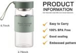 Glass Water Bottles 16 Oz Borosilicate water bottle-with sealing cap and Holsters and filters - BPA free,Men and Women Portable Glass Bottle (Green) - Image 3
