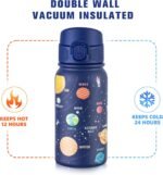GOPPUS 12 oz Kids Water Bottle - Stainless Steel Insulated Water Bottle, BPA Free, Odorless, Durable and Reusable for School, Sports and Outdoor Activities(Blue Outer Space) - Image 8