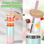 Tronco 20 oz Vacuum Insulated Glass Tumbler with Lid and Straw - Keeps Drinks Cold for 12 Hrs - Reusable Glass Cup for Iced Coffee, Smoothies & Boba - Sweat & BPA Free, Dishwasher Safe, Fit Car Holder - Image 3