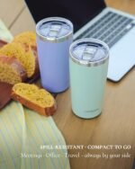 Travel Coffee Tumbler 20oz, Leakproof Travel Coffee Mug with Dual Lids and Straw, Stainless Steel Double Wall Vacuum Insulated Tumbler for Hot/Iced Drinks (Periwinkle, Textured Matte) - Image 4