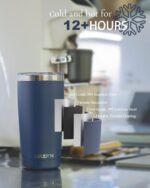 Travel Coffee Tumbler 20oz, Leakproof Travel Coffee Mug with Dual Lids and Straw, Stainless Steel Double Wall Vacuum Insulated Tumbler for Hot/Iced Drinks (Periwinkle, Textured Matte) - Image 5