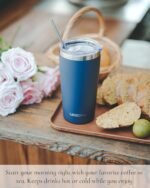 Travel Coffee Tumbler 20oz, Leakproof Travel Coffee Mug with Dual Lids and Straw, Stainless Steel Double Wall Vacuum Insulated Tumbler for Hot/Iced Drinks (Periwinkle, Textured Matte) - Image 7