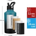 Insulated Water Bottle 64oz,Triple Wall Vacuum Stainless Steel(Dishwasher Safe),Leak Proof & Non-BPA,Flask Jug with Paracord Handle & Straw Spout Lids Sports Gradient indigo blue/black - Image 3