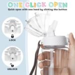 OLDLEY 12oz Kids Motivational Water Bottle, Silicone Straw, Leak-Proof Tritan BPA-Free, Reusable for School Girls & Boys, Clear - Image 4