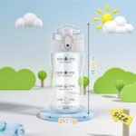 OLDLEY 12oz Kids Motivational Water Bottle, Silicone Straw, Leak-Proof Tritan BPA-Free, Reusable for School Girls & Boys, Clear - Image 5