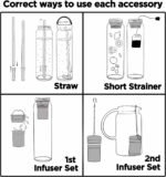 32oz Glass Water Bottle with Bamboo Lid and Neoprene Sleeve | Wide Opening Fruit Infuser Water Bottle (Flower) - Image 3