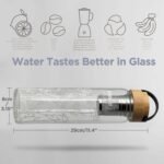 32oz Glass Water Bottle with Bamboo Lid and Neoprene Sleeve | Wide Opening Fruit Infuser Water Bottle (Flower) - Image 4