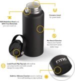 RTIC 32oz Outback Water Bottle, Ceramic Lined, Insulated, Stainless Steel, Double Wall Vacuum-Insulation, Leak-Proof Lid, BPA-Free Water Flask Hiking, Running, Sports, Outdoor, Black - Image 4