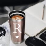Personalized Initial Gifts 20 Ounces Stainless Steel Travel Car Tumbler Rose Gold Insulted Mug Wedding Bridesmaid Birthday Graduation Gift for Men Women Monogrammed Gift (R) - Image 6