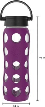 Lifefactory 22-Ounce BPA-Free Glass Water Bottle with Classic Cap and Protective Silicone Sleeve, Plum - Image 7
