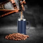 KXIAOCHEN 20oz Insulated Coffee Mug with Lid, Stainless Steel Coffee Cup, Double Wall Vacuum Coffee Tumbler with Handle, Premium Thermal Travel Coffee Mug (Navy Blue) - Image 4