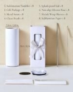 8 Pack 20oz Sublimation Tumbler Blanks Skinny Straight in Bulk, Stainless Steel Insulated Sublimation Tumbler with Polymer Coating for Heat Transfer, With Lid, Straw, ribbon, Gift box - Image 3