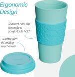 Copco Acadia 16oz Travel Mug with Lid, Set of 2 Double Wall Insulated Tumbler, Non-Slip Sleeve and BPA-Free - Microwave & Dishwasher Safe, Reusable Plastic To Go Travel Coffee Mug (Aqua/Mint) - Image 5