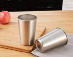 4 Pack Stainless Steel Cups, 16oz Pint Cup Tumbler, Premium Metal Drinking Glasses - Stackable Durable Cup - Image 3