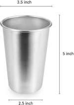 4 Pack Stainless Steel Cups, 16oz Pint Cup Tumbler, Premium Metal Drinking Glasses - Stackable Durable Cup - Image 5