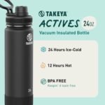 Takeya Actives Water Bottle with Spout Lid - Bottle with Double Stainless Steel Insulation - Dishwasher Safe & BPA-Free - Bottle with Spout Lid & Removable Bumper - 24 oz, Onyx - Image 3