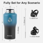 18 oz Insulated Water Bottle with Straw fit in Car Cup Holder, Triple Wall Vacuum Stainless Steel(Cold 48 hrs, Hot 24 hrs), Leakproof & Non-BPA, Hydro Travel Flask with Straw and Spout Lid - Image 6