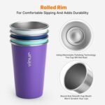 VINUR 4 Pack Stainless Steel Cups 16 oz Pint Tumbler Stackable Metal Drinking Glasses for Travel, Camping, Outdoors (Baby Blue-Navy-Teal-Purple) - Image 4