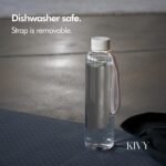 KIVY Slim Water Bottle 32oz [Lightweight & Shatterproof Tritan] Fits Backpack & Cupholder for Travel, Sports, School, Gym - Clear water bottle with measurements - Transparent Beige - Dishwasher Safe - Image 4