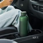 KIVY Slim Water Bottle 32oz [Lightweight & Shatterproof Tritan] Fits Backpack & Cupholder for Travel, Sports, School, Gym - Clear water bottle with measurements - Transparent Beige - Dishwasher Safe - Image 9