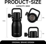 Insulated Water Bottle with POP-UP Straw Leak-Proof, Tea Strainer, Multipurpose Lid Cup, Handle, Stainless Steel, 24-Hour Temperature Control, 30 oz (Black) - Image 3
