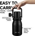 Insulated Water Bottle with POP-UP Straw Leak-Proof, Tea Strainer, Multipurpose Lid Cup, Handle, Stainless Steel, 24-Hour Temperature Control, 30 oz (Black) - Image 6