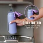 Ello Pop & Fill 18oz Stainless Steel Kids Water Bottle with Quick Fill Lid | Vacuum Insulated BPA Free Bottle with Leak Proof Straw and Chug Lid, Dishwasher Safe, Gift For Kids Teens, Cheetah - Image 4