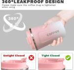 YINBAOGE Insulated Travel Coffee Mug, Spill & Leak Proof, Portable To Go Camping Stainless Steel Coffee Tumbler, Reusable Thermal Coffee Cup with Lid for Hot & Cold Drinks (2nd-Pink White, 12 OZ) - Image 6