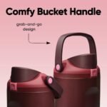 Owala FreeSip Sway Insulated Stainless Steel Water Bottle with Two-Way Spout, Built-In Straw and Bucket Handle, Made for Travel, School, and Sports, 30oz, BPA Free, Leak Proof, Black Cherry - Image 5