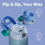 ENCOOL Leakproof Insulated Water Bottle with Straw Dual-Sip Water Bottle Bag-Safe Design for Work, Commute & Gym – Keeps Drinks Cold All Day, 24 oz, Teal Blue - Image 3