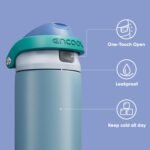 ENCOOL Leakproof Insulated Water Bottle with Straw Dual-Sip Water Bottle Bag-Safe Design for Work, Commute & Gym – Keeps Drinks Cold All Day, 24 oz, Teal Blue - Image 4