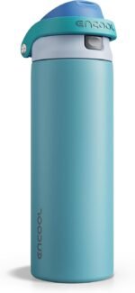 ENCOOL Leakproof Insulated Water Bottle with Straw Dual-Sip Water Bottle Bag-Safe Design for Work, Commute & Gym – Keeps Drinks Cold All Day, 24 oz, Teal Blue - Image 6