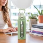 SANDJEST Glass Water Bottle with Silicone Sleeve 24oz with Lid, Motivational Time Marker, Drinking Hydration Glass Bottles for Men Women, Gym Travel Sports (Matcha) - Image 6