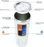 BJPKPK Skinny Tumbler with Lid 20 oz Stainless Steel Vacuum Insulated Double Wall Travel Coffee Water Tumblers Cup,White - Image 3