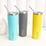 BJPKPK Skinny Tumbler with Lid 20 oz Stainless Steel Vacuum Insulated Double Wall Travel Coffee Water Tumblers Cup,White - Image 4