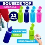 4E's Novelty 22 Pack Water Sports Bottles for Kids Bulk, 18 oz Squeeze Reusable Plastic Neon Colors BPA Free Bike Water Bottles, Party Favor, End of Year Student Gifts from Teacher - Image 3