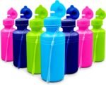 4E's Novelty 22 Pack Water Sports Bottles for Kids Bulk, 18 oz Squeeze Reusable Plastic Neon Colors BPA Free Bike Water Bottles, Party Favor, End of Year Student Gifts from Teacher - Image 7