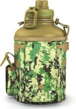 Combat Canteen - 64oz Insulated Water Bottle with Paracord Handle, Stainless Steel Water Jug with Rugged Pockets for Keys, Wallet & Phone - Green Digital - Image 3