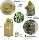 Combat Canteen - 64oz Insulated Water Bottle with Paracord Handle, Stainless Steel Water Jug with Rugged Pockets for Keys, Wallet & Phone - Green Digital - Image 4
