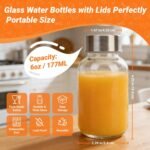 6 oz Small Clear Glass Bottles with Lids, 8 Pack Glass Juice Bottles with Stainless Steel Cap & 1 Funnels for Juicing, Milk,Ginger, Wellness & Drinks Jars Containers, Leak-Proof Travel Bottle - Image 3