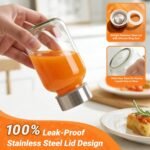 6 oz Small Clear Glass Bottles with Lids, 8 Pack Glass Juice Bottles with Stainless Steel Cap & 1 Funnels for Juicing, Milk,Ginger, Wellness & Drinks Jars Containers, Leak-Proof Travel Bottle - Image 6