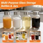 6 oz Small Clear Glass Bottles with Lids, 8 Pack Glass Juice Bottles with Stainless Steel Cap & 1 Funnels for Juicing, Milk,Ginger, Wellness & Drinks Jars Containers, Leak-Proof Travel Bottle - Image 8