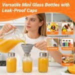 6 oz Small Clear Glass Bottles with Lids, 8 Pack Glass Juice Bottles with Stainless Steel Cap & 1 Funnels for Juicing, Milk,Ginger, Wellness & Drinks Jars Containers, Leak-Proof Travel Bottle - Image 9