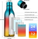 BJPKPK Insulated Water Bottles, 18 oz Stainless Steel Metal Water Bottle with Strap, BPA Free Leak Proof Jugs,Mugs,Flasks, Reusable Thermal Flasks for Sports & Travel, Caribbean Sunrise - Image 4