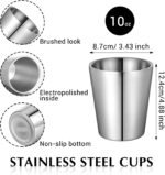 8Pcs Stainless Steel Insulateds Cup Set - Double Wall Vacuum Metal Tumbler, Unbreakable Stainless Steel Cups for Kids, Reusable Drinking Cups for Home, Office, Camping, BBQ, Party - 10 oz, Silver - Image 3