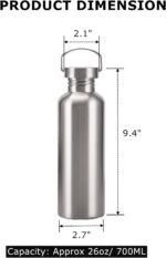 2 Pack 18/8 Stainless Steel Water Bottle, 26OZ Single Wall Sports Water Bottle for Camping Picnic, Metal Sports Kettle with Handle for Runners, Hikers, Cyclists - Image 3
